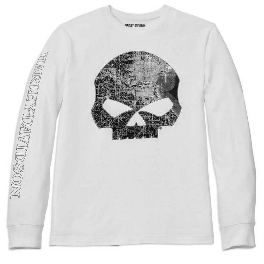 Harley Davidson HD Milwaukee Map Skull Willie G Long Sleeve Shirt 96066 22VM 5XL